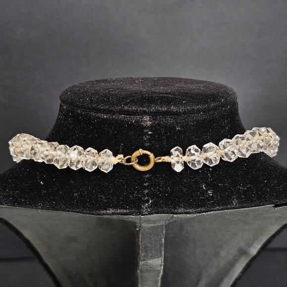 Vintage Crystal Glass Graduated 15" Choker Necklace Amazing Piece - Picture 6 of 13